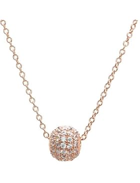 Eye Candy Damen-Halskette Collier 925 Sterling Silber Rosegold vergoldet Anhänger Kugel mit 66 weißen Zirkonia...