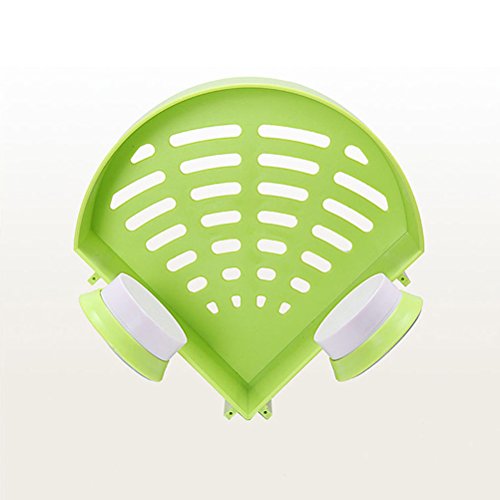 NUOLUX Bathroom Wall Corner Suction Cup Triangle Storage Shelves Rack (Green) - 3