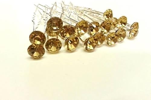 MontCherryBrand Golden Brown Stud Crystal Diamante Wedding Bridal Prom Hair Pins - 5 Pins by Trendz