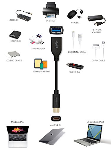 HomeSpot USB 3.0, 16 cm kurzes Typ USB-C auf USB-A-Kabel Weiblich, USB 3.0 SuperSpeed OTG Kabel für Apple MacBook, Chromebook Pixel und viele andere USB C kompatible Geräte (6.2″/16.2cm) - 6