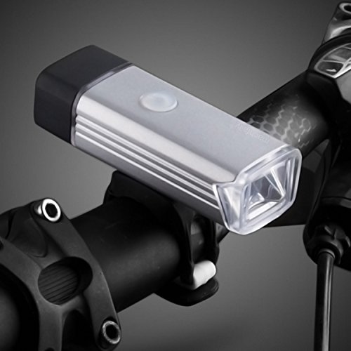 GVDV Fahrradlicht 180 lm Cree LED USB Wiederaufladbar IPX4 Wasserfest 4 Modie STVZO Zugelassen, Silber/Schwarz - 2