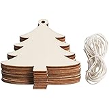 TRIXES Paquete de 10 PIEZAS Cuerda con Árbol de Navidad de Madera Decoraciones de Etiquetas de Regalo