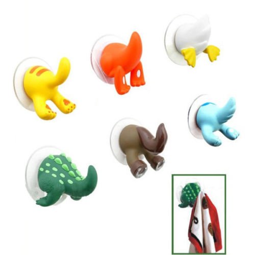 PsmGoods 6xFashion Animal Tail Rubber Sucker Hook Towel/Coat/key Hanger Holder