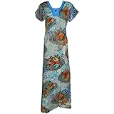 Indiatrendzs Blue Modal Fabric Floral Maxi Nighty For Women Chest : 42