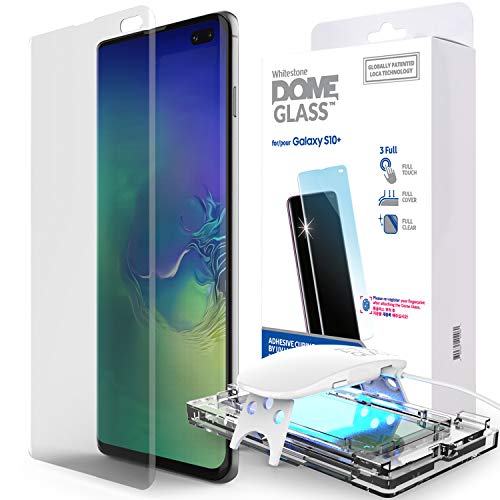 Galaxy S10 Plus Proteggi Schermo del Telefono, [Dome Glass] Bordo Ricurvo Facile da Installare di Whitestone (1 Pezzo)