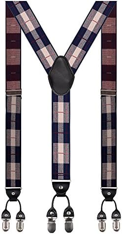 Men Braces 35mm Standard Adjustable and Elastic Suspenders Y Shape with 6 Strong Clips Grey