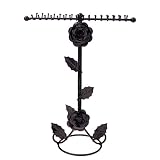 Homyl Blumen Verschönerung Präsentationsständer Schmuck Darstellung Ständer Halskette/Ring/Ohrgehänge/Armbanduhr Modeschmuck Organizer Schmuck-Behälter - Schwarz