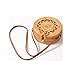 Produktbild XiHone Leather Round Woven Straw Bag Leather Button Women Summer Rattan Bag Beach Handbag