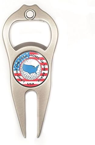 Hat Trick Openers 6-in-1 Golf Divot Tool with USA Logo, Nickel