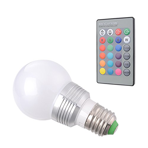 Sunix® 3W E27 RGB LED Lampe multicolor Glühbirne / Glühlampe mit Ferbedienung, Farbwechsel 16 Farben Auswahl, LED Leuchtmittel, LED Birnen - 2