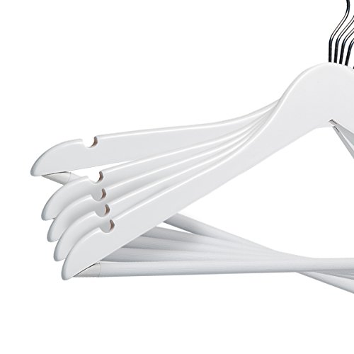 DXP 50 Stück Kleiderbügel aus Holz Weiß mit Rutschfestem und Hosenstange 360 Grad drehbar (50) HG03 weiss - 6