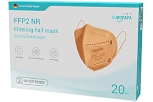 EUROPAPA® 20x FFP2 Orange Masks Respirator Mask 5-Layer Dust Masks Hygienically Individually Packed Body Certified EN149:2001+A1:2009 Mouth Mask EU2016/425
