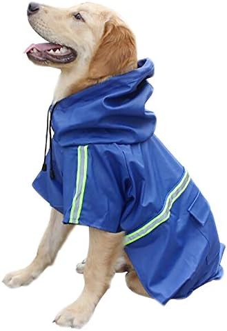 SYSTOND Pet Dog Raincoat Waterproof Hooded Rain Covers Puppy Dog Raincoat Slicker Puppy Rainwear Clothes with Reflective Band and Harness Hole for Medium Large Dogs Raincoat03