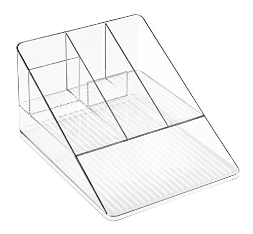 mDesign Organizador de escritorio transparente     Organizador de oficina con 5 compartimentos y bandeja para papel     Pr  ctico organizador de material de escritorio