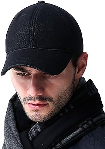 AUBREYRENE Men's Baseball Cap,Twill Denim Velvet Casual Hat,Velcro Adjustable(Black)