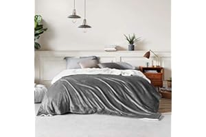 Bedsure Manta Cama 180 Invierno - Manta Cama 135 Polar Reversible de Franela y Sherpa, Manta Sofa Grande Gruesa 230x270 cm de Microfibra Suave y Borreguito, Gris