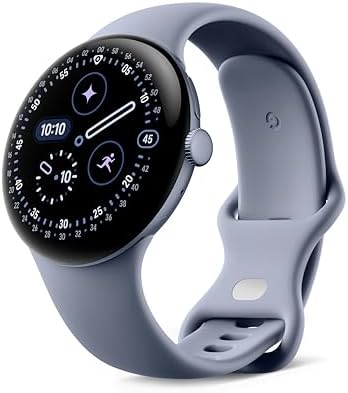 Google Pixel Watch 4 (45 mm) - Smartwatch Android con tracker per fitness e benessere, e assistente virtuale Gemini - Cassa in alluminio grigio argento - Cinturino sportivo grigio argento - LTE