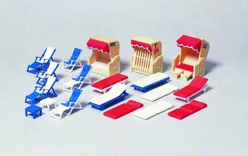 Preisvergleich Produktbild Preiser 17308 H0 Liegestühle, Liegen, Strandkörbe