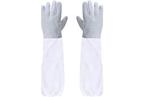 Binnan 1 Paar Bienenzucht Handschuhe Imkerhandschuhe Ziegenleder Schutzhandschuhe mit Lange Ärmel für den Anfänger Beekeeper