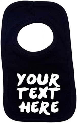 PERSONALISED PULLOVER BABY BIBS – Doubled Layered - (Black) - 100% Cotton Baby Newborn Toddler Perfect Gear Clothing Boy Girl Mum Dad Mummy Daddy Grow Gift Custom Present Birthday Christening play toy Cute – Machine Washable– by 123t