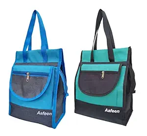 Aafeen Lunch Bag / Tiffin Bag for Men and Women , Kids , School , Picnic , Work Carry Bag for Lunch Box ,Tote Shopping Bag(Set of 2)(Multicolor, ZAS-14)