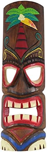 Hawaiian Hawaii Mask Tiki Mask Decoration for 50 cm Wooden Wall Mask Tiki, M5, 14 cm x 5 cm x 50 cm (LBH)