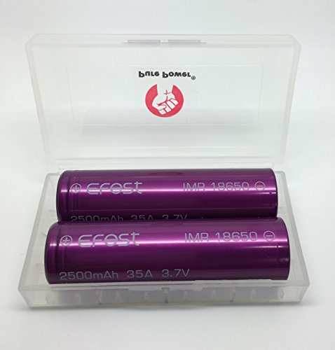2 x Genuine Efest Purple 18650 2500mAh 35A IMR High Drain Flat Top Batteries, New Upgraded Version in Genuine Pure Power Branded ® Case