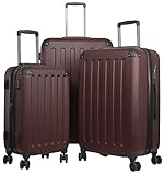 ✪ Hartschalenkoffer 3-teilig im Set mit Reisekoffer in klein, mittel und groß, sowie den auswählbaren Farben Schwarz, Blau, Pink, Rot und Silber / Aluminium, Coffee, Mint und Royal Blau