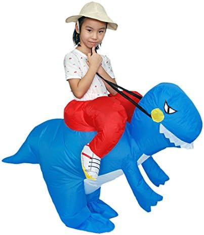 Triseaman Kids Halloween Funny Fancy Blow Up Costume Inflatable Cosplay Outfit Blue Dinosaur