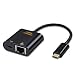 Produktbild USB-C zu Ethernet, CableCreation USB 3.1 Typ C Stecker auf RJ45 Gigabit Ethernet + USB-C Buchse Adapter, für neues Macbook (Pro), Chromebook Pixel und mehr USB-C Unterstützte Geräte, Schwarz / 10CM
