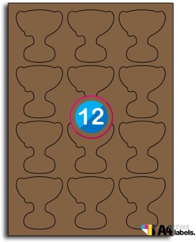 Multi Purpose Metallic Gold Trophy Shaped Labels - 12 Labels Per Sheet - 50 Sheets 58mm x 67mm