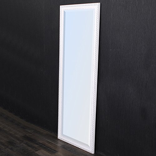 WANDSPIEGEL BAROCK Weiß-Silber ANTIK DESIGN SPIEGEL Stripe 140x50cm HOLZRAHMEN - 7