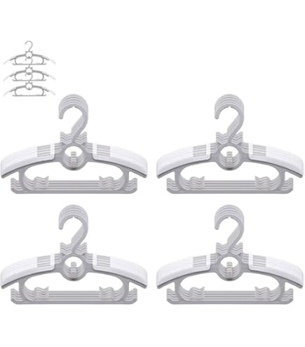 6 Grucce Per Bambini In Legno Bianco 30cm - Con Pinze In Metallo Per Gonne E Pantaloni, Design Salvaspazio - Foto 11