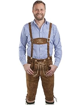 Schöneberger Trachten Herren Lederhose Kniebund - Trachtenlederhose Hopfen und Malz braun