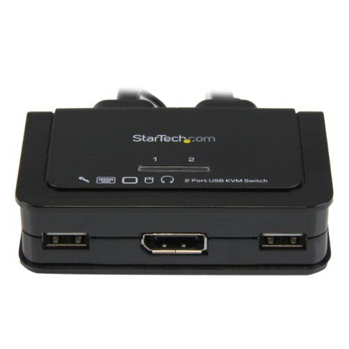 StarTech 2 Port USB DisplayPort KVM Switch mit Audio und Fernschalter – Desktop Umschalter USB Powered – 1920×1200 - 2