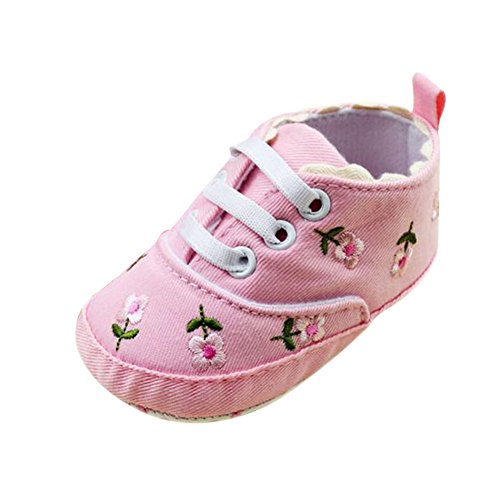 Etosell Baby Girl's Embroidered Flower Soft Cotton Crib Shoes Prewalkers Shoes
