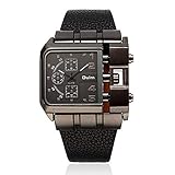 SFHGKK Men Uhren, Persönlichkeits-Casual Sport Quarz Leder Strap Waterproof 3ATM Fashion Quartz Wrist Watch for Men,Black