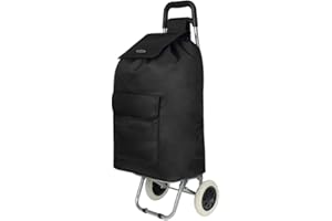 ARIANA 61Ltr Lightweight 2 Wheel Large Shopping Trolley Shopping Cart Grocery Bag Shopper - ST54 (Plain Black)