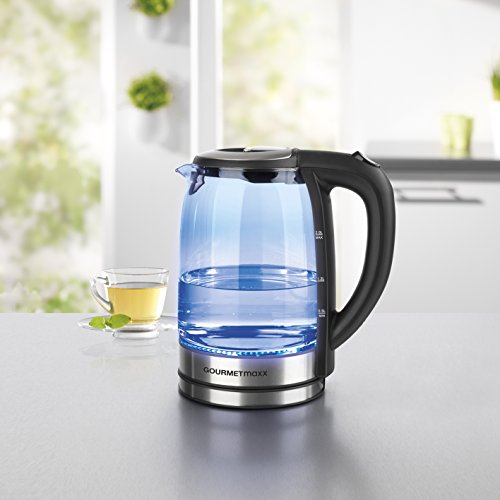 GOURMETmaxx 08107 Glas-Wasserkocher mit LED-Farbwechsel | Abschaltautomatik & Trockenschutz | 2 Liter | 2.200 Watt | Silber-Schwarz - 6