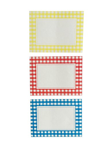 Haushaltsetiketten, Einmachetiketten, 102 Stück "Country Living", in Spenderbox, für Marmelade, Einmach- und Gewürzgläser, 3-farbig Kariert