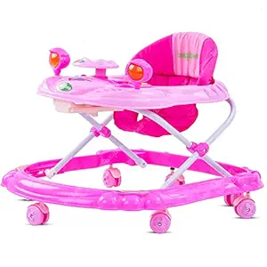 Baybee Winnie Baby Walker Round Kids Walker for Babies Cycle with Adjustable Height and Musical Toy Bar Rattles and Toys Ultra Soft Seat-Activity Walker for Kid and Wheel 6 Months to 2 (Winnie Pink)
