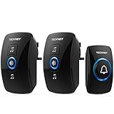 Wireless Doorbell, TeckNet Twin Waterproof Wall Plug-in Cordless Door Chime Kit With 820-feet Range, 32 Chimes, 4-Level Volume &amp; Blue Light, No Batteries Required Best for Plug in Door Entry Bell (Electronics)