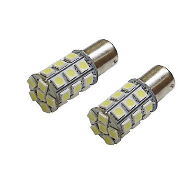 XYY Lorcoo 2PCS BAY15D 1156 27 SMD 5050 LED Car Tail Stop Brake Turn Signal Light White 12V, 1156