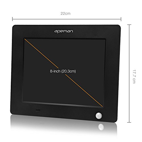 Ganga APEMAN 8" Marco de Fotos Digital con Sensor de Movemiento Cuadro
Digital Calendario Reloj Digital con Pantalla Reproductor de Película
Audios Música con Mando a Distancia en Amazon