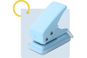 WAILICOP Mini Perforatrice con 10pcs Anelli di Legatura, Perforatore Portatile a Foro Singolo con Contenitore, Compatto per Schede di Studio, Scrapbooking, Diari, Fai-da-te