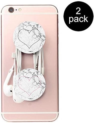 Pop Multi-function Pop cellular phone bracket Socket Expanding Stand and Grip for Smart-phones and Tablets Bracket Mount Holder Collapsible-White black Pink marble Love heart 2 Pack