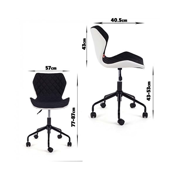 MY SIT Office Chair adjustable bureau stool computer swivel chair design rotatable back rest desk stool comfortable syntetic leather with wheels INO Black/White New - Image 9