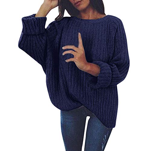 Preisvergleich Produktbild Damen Pullover Langarmshirt Einfarbig Langarmpullover Lässiges Sweatshirt Damen Strickjacke Oberseite Herbstpullover Strickpullover Mädchen Herbst Winter Bluse Top Shirt Lockerer Sweater Hoodie