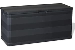 vidaXL Garden Storage Box 280 L Black Outdoor Lockable Chest Cushion Shed Case