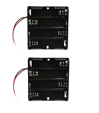 River Fox 4 X 1.5V AA 2A Cell Battery Holder Storage Box Standard 4.5V Case with Lead Wire (Pack of 2)